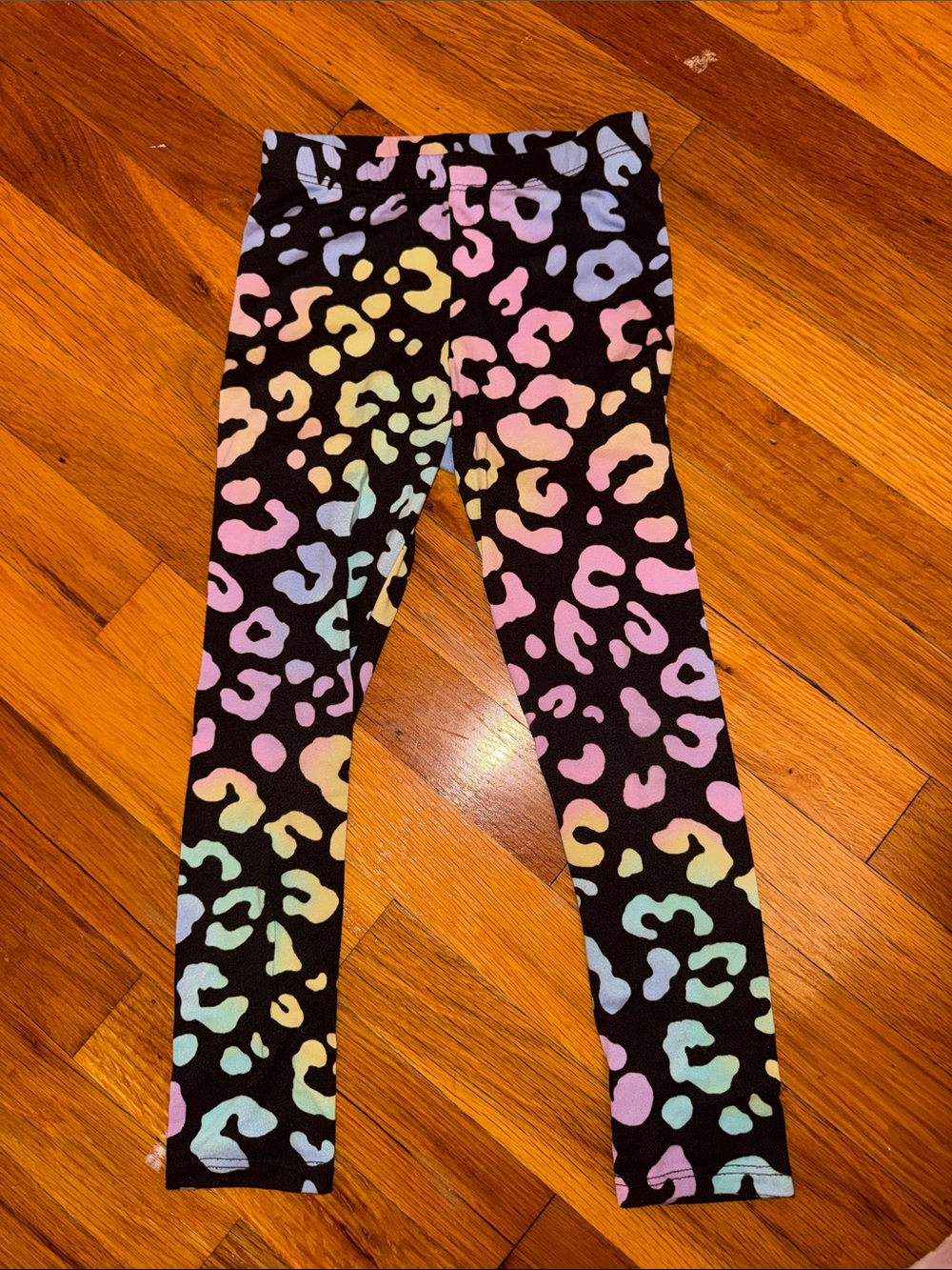 PixieLane Girls' Black Rainbow Leopard Print Leggings